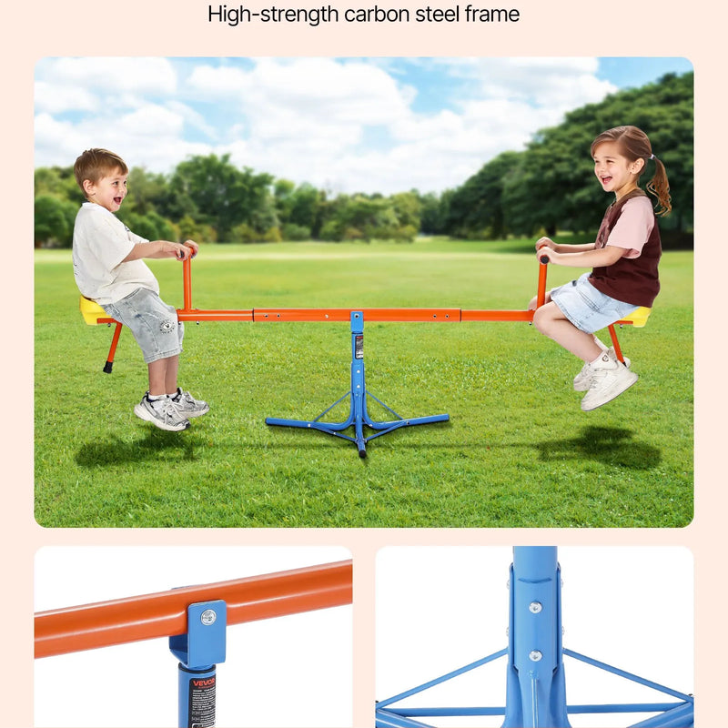 VEVOR Bērnu balansieris ar 45,4 kg slodzes ietilpību uz sēdvietu, sēdi un griezies tipa šūpoles ar 3 balsta kājām, 360° rotējošs āra rotaļu aprīkojums bērniem no 3 gadu vecuma