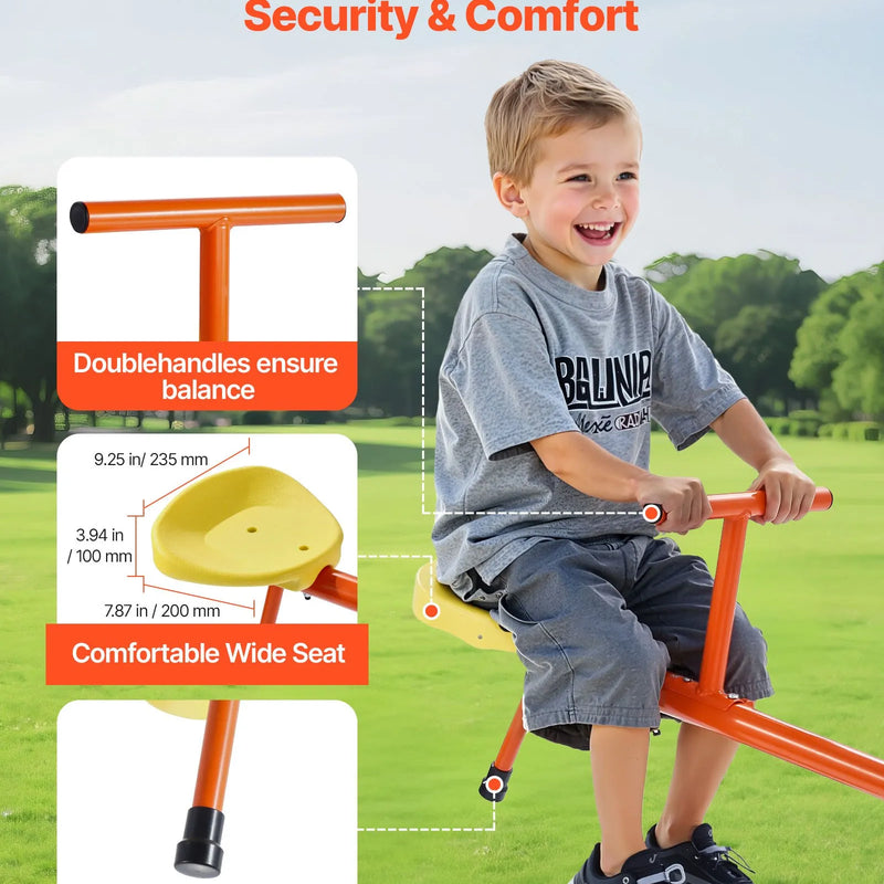VEVOR Bērnu balansieris ar 45,4 kg slodzes ietilpību uz sēdvietu, sēdi un griezies tipa šūpoles ar 3 balsta kājām, 360° rotējošs āra rotaļu aprīkojums bērniem no 3 gadu vecuma