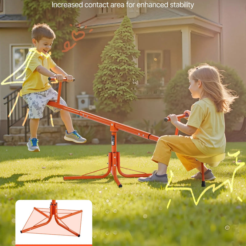 VEVOR Bērnu balansieris ar 45,4 kg slodzes ietilpību uz sēdvietu, sēdi un griezies tipa šūpoles ar 4 balsta kājām, 360° rotējošs āra rotaļu aprīkojums bērniem no 3 gadu vecuma