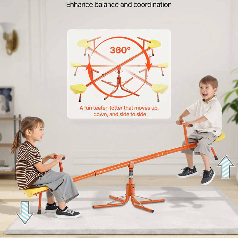 VEVOR Bērnu balansieris ar 45,4 kg slodzes ietilpību uz sēdvietu, sēdi un griezies tipa šūpoles ar 4 balsta kājām, 360° rotējošs āra rotaļu aprīkojums bērniem no 3 gadu vecuma