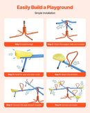VEVOR Bērnu balansieris ar 49,9 kg slodzes ietilpību uz sēdvietu, sēdi un griezies tipa šūpoles ar 4 balsta kājām, 360° rotējošs āra rotaļu aprīkojums bērniem no 3 gadu vecuma, 4 sēdvietas