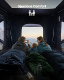 VEVOR jumta telts ar cieto alumīnija apvalku 2–3 personām ar trīskrāsu LED apgaismojumu, biezu matraci un 2 logiem, ūdensizturīga un vēja noturīga, piemērota Jeep, SUV un pikapam