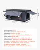 VEVOR jumta telts ar cieto alumīnija apvalku 2–3 personām ar trīskrāsu LED apgaismojumu, biezu matraci un 2 logiem, ūdensizturīga un vēja noturīga, piemērota Jeep, SUV un pikapam