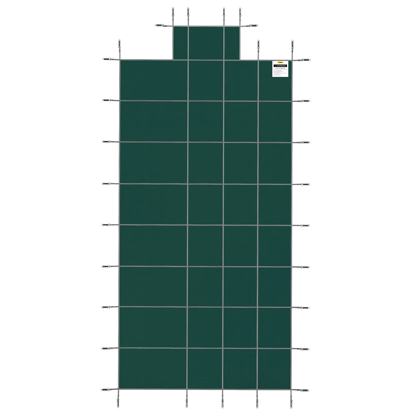 VEVOR drošības baseina pārsegs pazemes taisnstūra baseinam 5,49 × 10,97 m, ar 1,2 × 3,04 m centra gala pakāpienu, sieta tipa pārsegs ar drenāžas atverēm, ziemas drošības pārsegs, zaļš