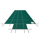 VEVOR drošības baseina pārsegs pazemes taisnstūra baseinam 5,49 × 10,97 m, ar 1,2 × 3,04 m centra gala pakāpienu, sieta tipa pārsegs ar drenāžas atverēm, ziemas drošības pārsegs, zaļš