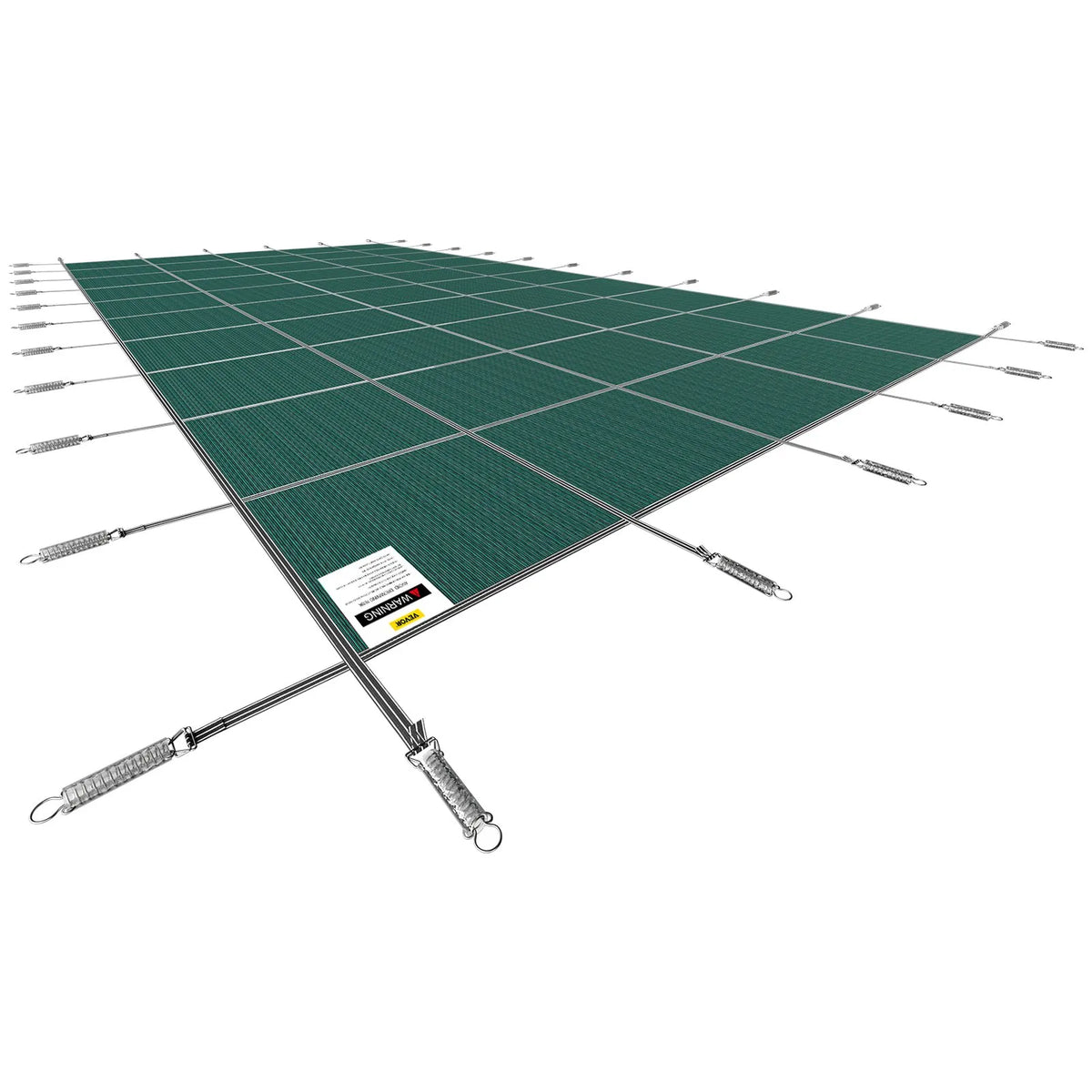 VEVOR baseina drošības pārsegs 5,48 × 12,8 m, piemērots 4,88 × 12,19 m taisnstūra iebūvētiem baseiniem, sieta tipa ziemas drošības pārsegs peldbaseinam, zaļš
