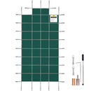 VEVOR baseina drošības pārsegs 18 × 36 ft (5,49 × 10,97 m) taisnstūra iebūvētiem baseiniem ar 1,22 × 3,05 m centrālo gala pakāpienu, sieta tipa drošības pārsegs ar drenāžas atverēm, ziemas pārsegs peldbaseinam, zaļš