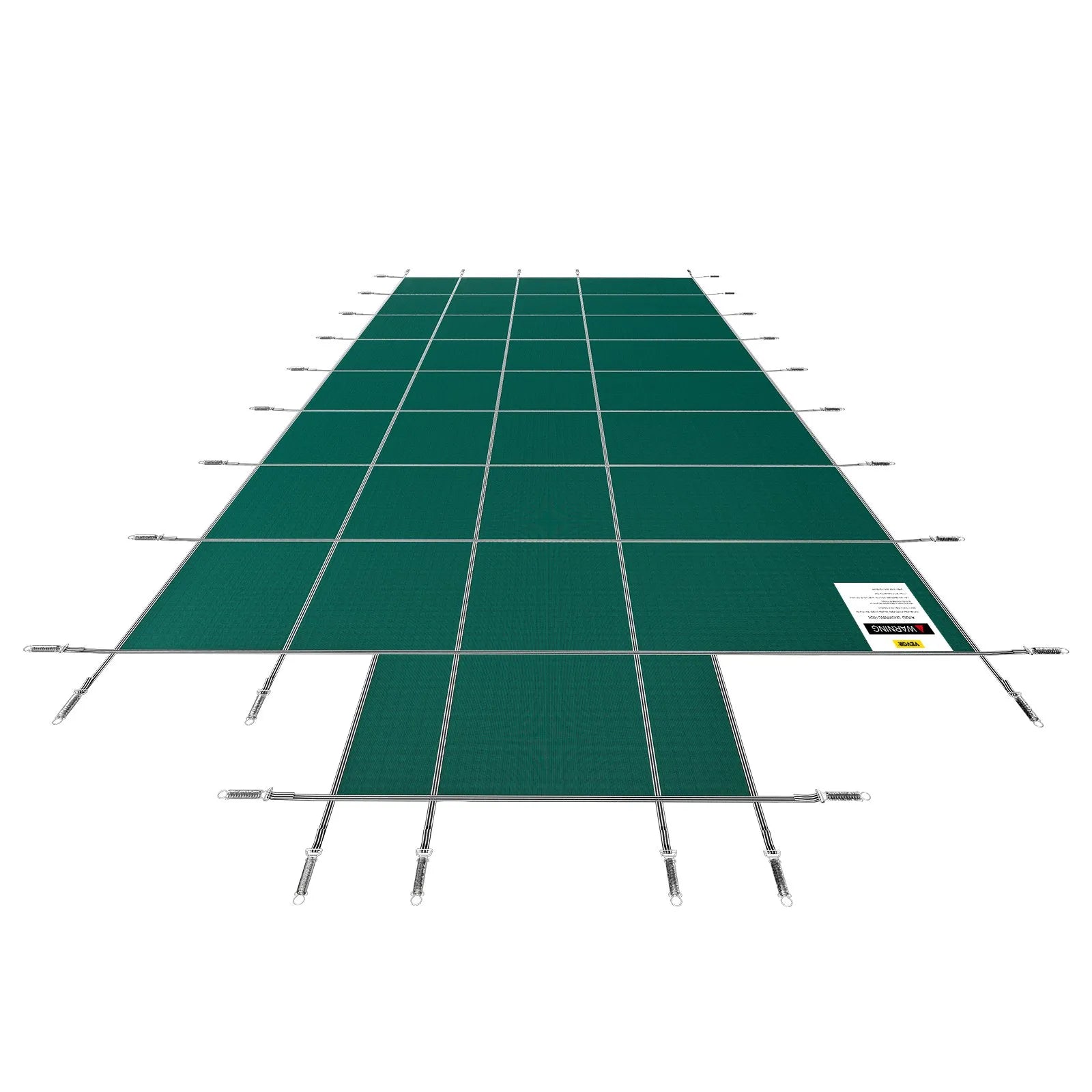 VEVOR baseina drošības pārsegs 18 × 36 ft (5,49 × 10,97 m) taisnstūra iebūvētiem baseiniem ar 1,22 × 3,05 m centrālo gala pakāpienu, sieta tipa drošības pārsegs ar drenāžas atverēm, ziemas pārsegs peldbaseinam, zaļš