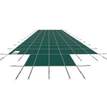VEVOR baseina drošības pārsegs 20 × 40 ft (6,1 × 12,2 m) taisnstūra iebūvētiem baseiniem ar 1,22 × 3,05 m centrālo gala pakāpienu, sieta tipa drošības pārsegs ar drenāžas atverēm, ziemas pārsegs peldbaseinam, zaļš