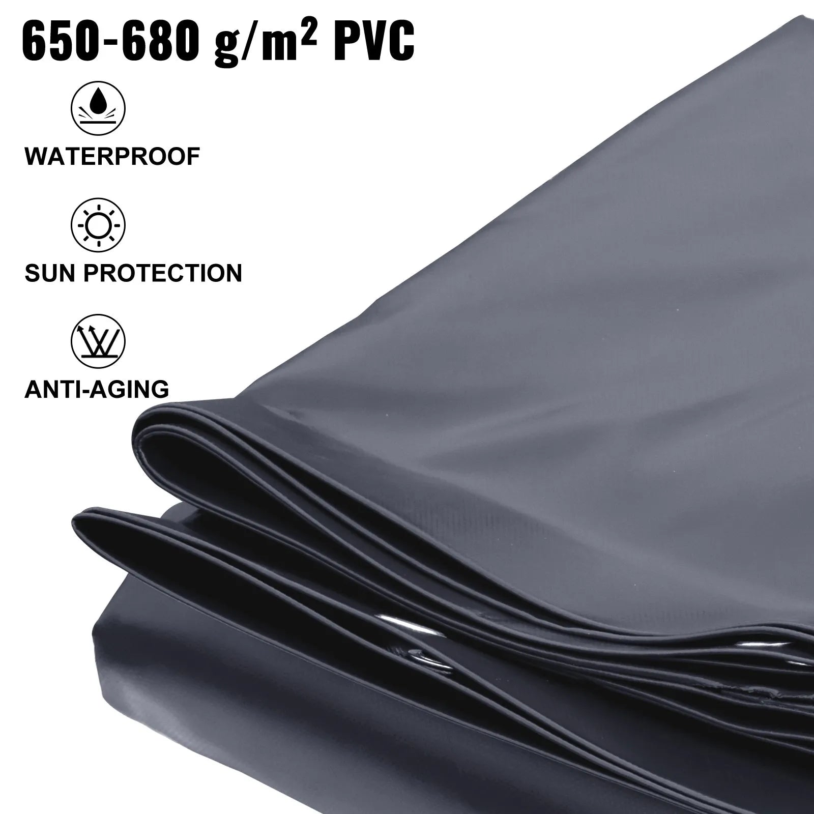 VEVOR baseina drošības pārsegs 3,20 × 5,67 m taisnstūra iebūvētiem baseiniem, drošības sieta pārsegs ar drenāžas atverēm, PVC ziemas pārsegs, tumši pelēks