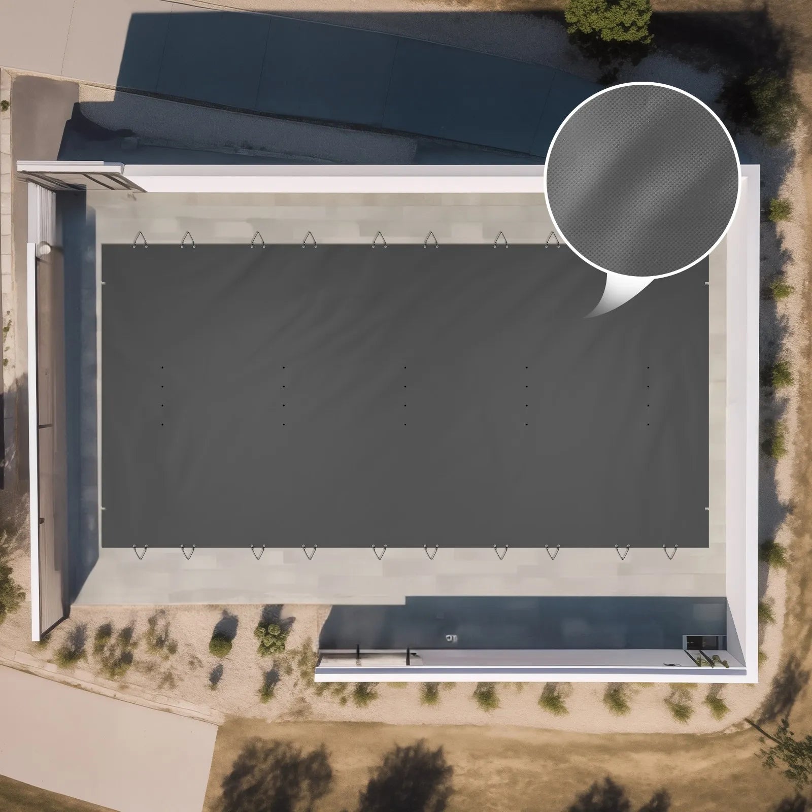VEVOR drošības baseina pārsegs pazemes baseinam 4 × 8 m, taisnstūra ciets PVC baseina pārsegs, ziemas aizsargpārsegs peldbaseinam, antracīta krāsā