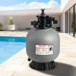 VEVOR Smilšu filtrs baseinam, 508 mm, 189,3 l/min, virszemes un iebūvējamo baseinu filtrācijas sistēma ar 7 virzienu daudzfunkciju vārstu (filtrēšana, atpakaļskalošana, skalošana, recirkulācija, iztukšošana, ziemas režīms, aizvērts)