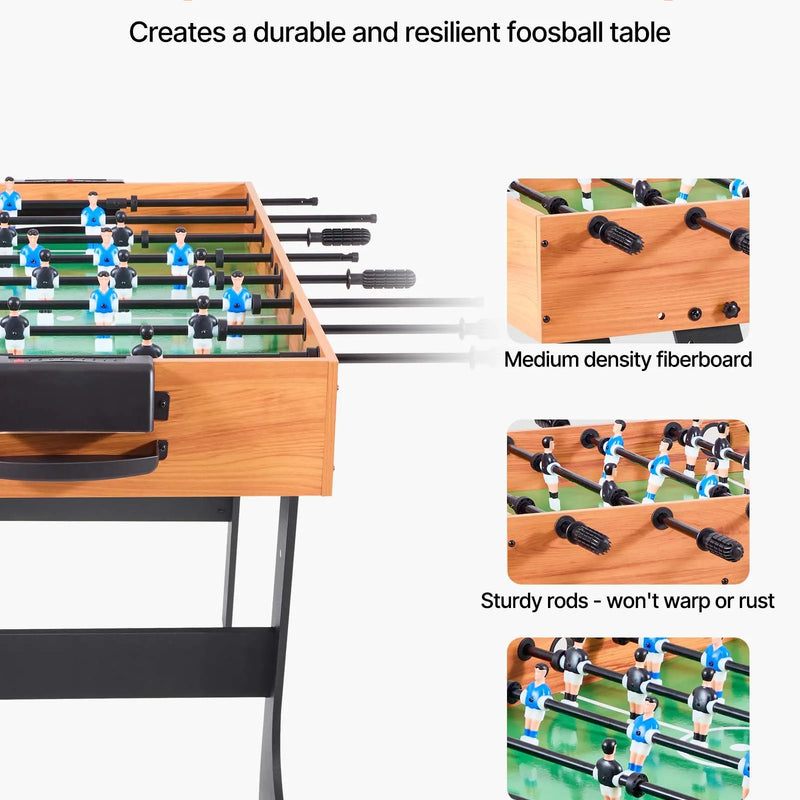 VEVOR salokāms galda futbols 106 cm, standarta izmēra iekštelpu galda futbola galds mājai, ģimenei un spēļu istabai, izturīgs komplekts ar 2 bumbiņām