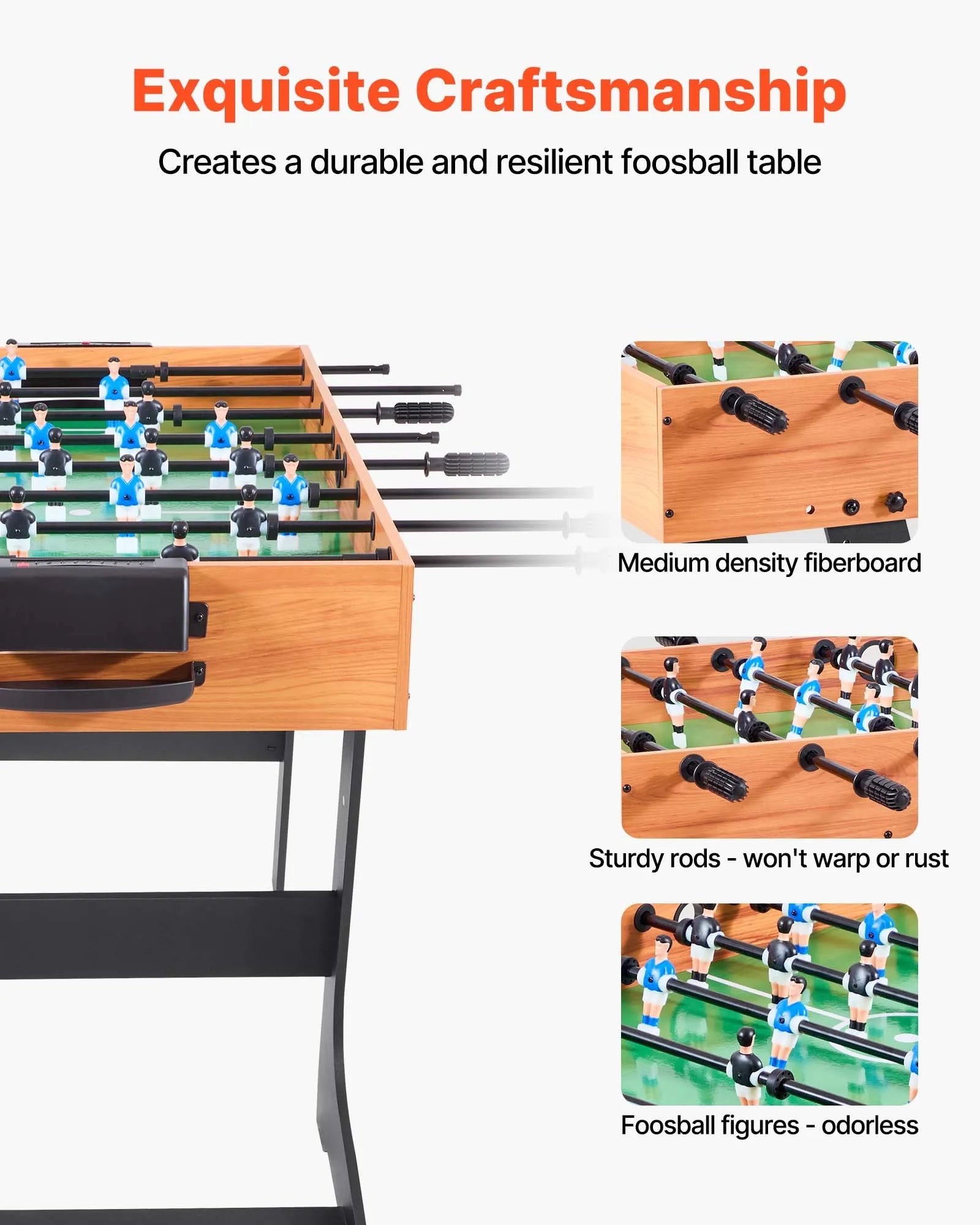 VEVOR salokāms galda futbols 106 cm, standarta izmēra iekštelpu galda futbola galds mājai, ģimenei un spēļu istabai, izturīgs komplekts ar 2 bumbiņām