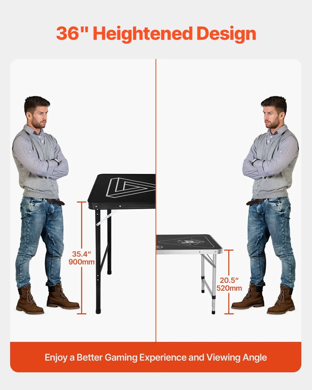 VEVOR pārnēsājams Beer Pong galds, 244 cm, salokāms galds ar 914 mm augstumu, pārnēsāšanas rokturiem un 6 bumbiņām, viegls ballīšu galds birojam, izbraukuma ballītēm, ceļošanai un kempingam, melns