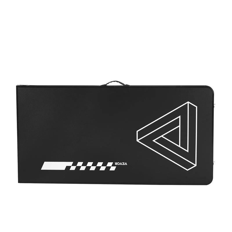 VEVOR pārnēsājams Beer Pong galds, 244 cm, salokāms galds ar 914 mm augstumu, pārnēsāšanas rokturiem un 6 bumbiņām, viegls ballīšu galds birojam, izbraukuma ballītēm, ceļošanai un kempingam, melns