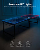 VEVOR pārnēsājams Beer Pong galds ar LED apgaismojumu, 244 cm, salokāms galds ar rokturiem pārnēsāšanai, regulējams augstums, komplektā 6 bumbiņas, viegls galds ballītēm, ceļošanai un kempingam