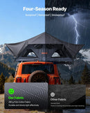 VEVOR salokāma alumīnija jumta telts 2–3 personām ar trīskrāsu LED apgaismojumu, biezs matracis un 10 logi, ūdensizturīga un vēja noturīga, piemērota Jeep, SUV un pikapam