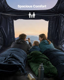 VEVOR salokāma alumīnija jumta telts 2–3 personām ar trīskrāsu LED apgaismojumu, biezs matracis un 10 logi, ūdensizturīga un vēja noturīga, piemērota Jeep, SUV un pikapam