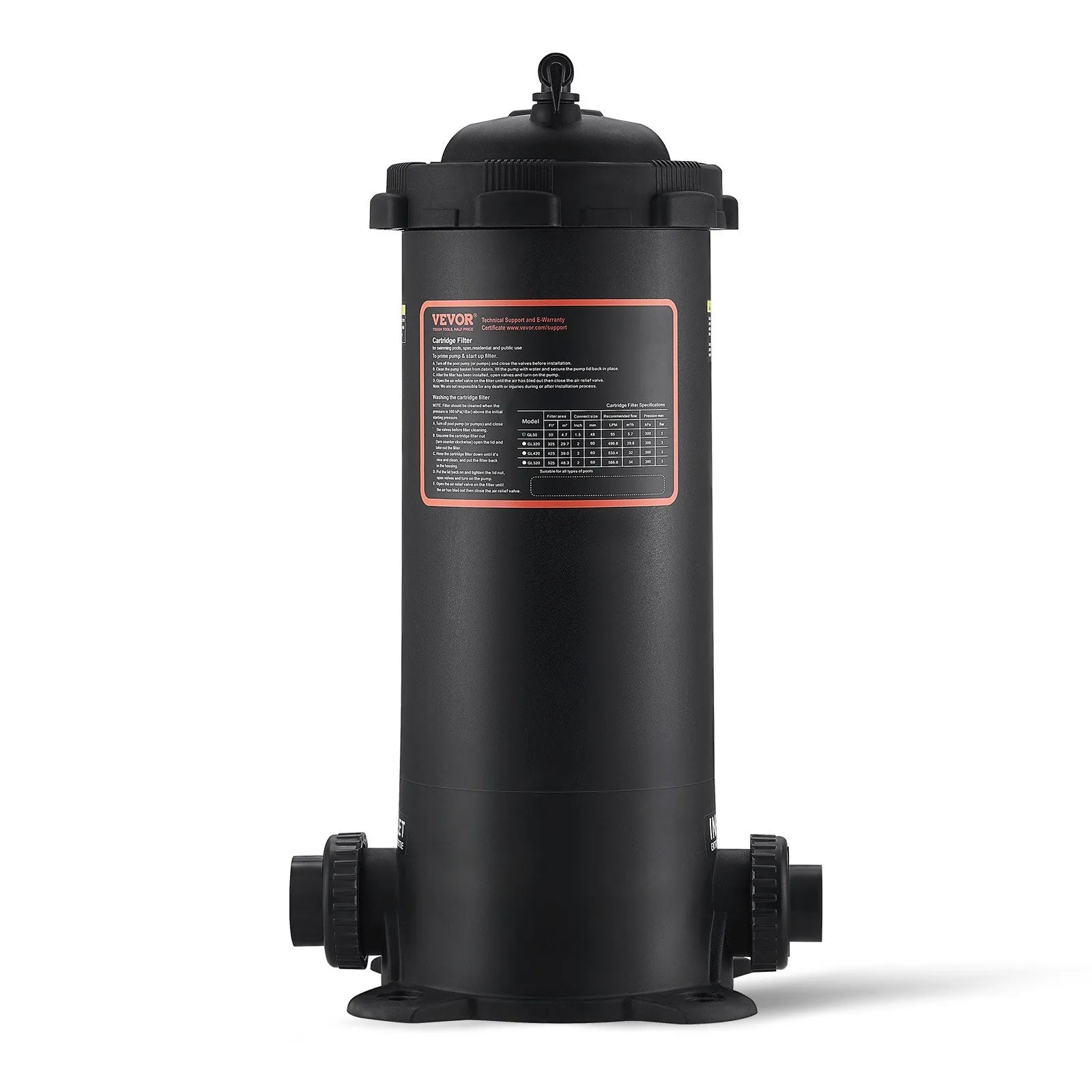 VEVOR Kārtridža baseina filtrs, 4,6 m² filtrācijas laukums, filtrācijas sistēma iebūvējamam un virszemes baseinam ar uzlabotu filtru un hermētisku korpusu, piemērota karstajām vannām, SPA un piepūšamajiem baseiniem