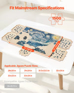 VEVOR 1500 detaļu rotējošs puzles dēlis ar 5 atvilktnēm un pārsegu, 86 x 63 cm pārnēsājams koka galds, puzļu organizators pieaugušajiem, uzglabāšanas sistēma, dzimšanas dienas dāvana mammai
