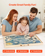 VEVOR 1500 detaļu rotējošs puzles dēlis ar 5 atvilktnēm un pārsegu, 86 x 63 cm pārnēsājams koka galds, puzļu organizators pieaugušajiem, uzglabāšanas sistēma, dzimšanas dienas dāvana mammai