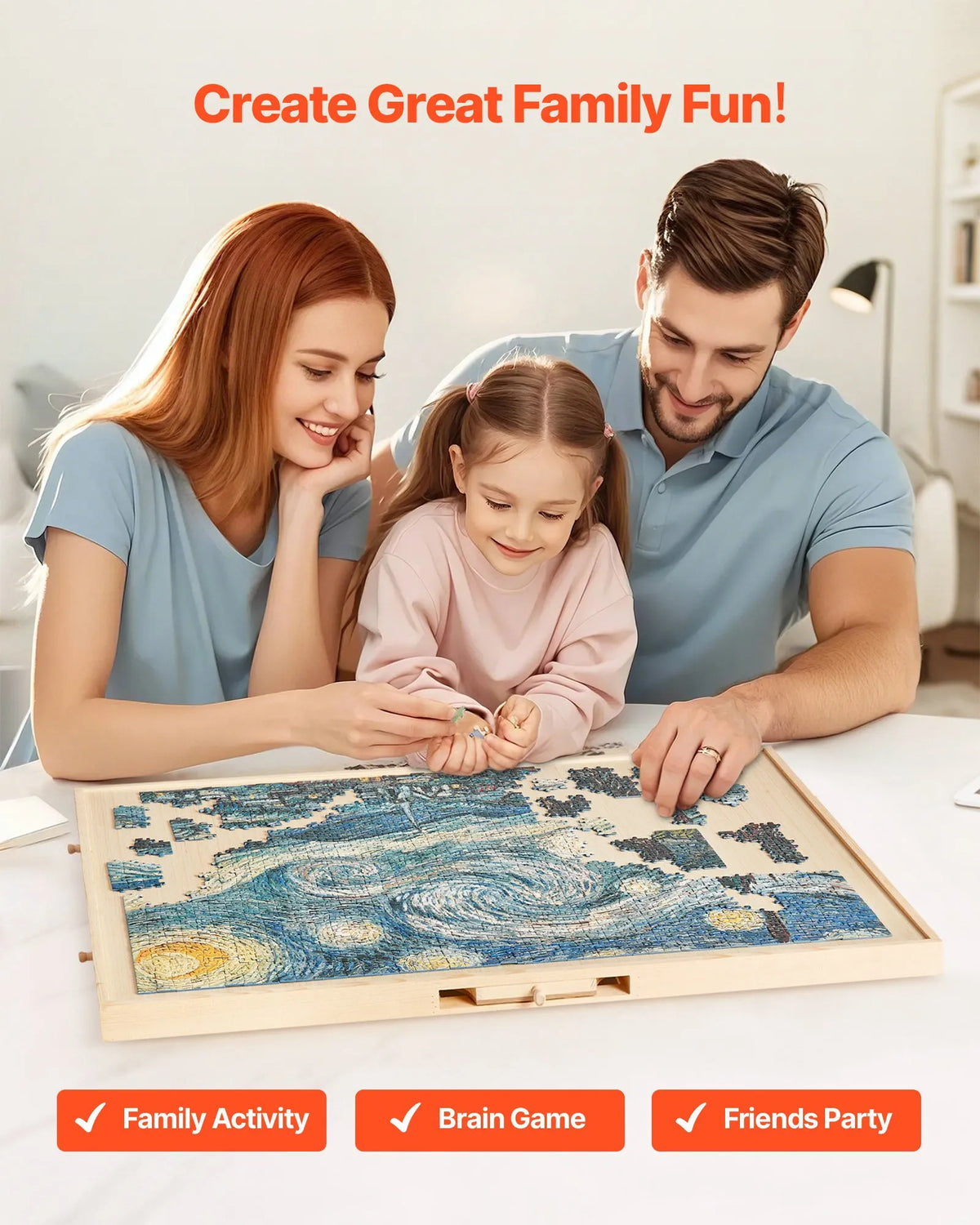 VEVOR 1500 detaļu rotējošs puzles dēlis ar 5 atvilktnēm un pārsegu, 86 x 63 cm pārnēsājams koka galds, puzļu organizators pieaugušajiem, uzglabāšanas sistēma, dzimšanas dienas dāvana mammai