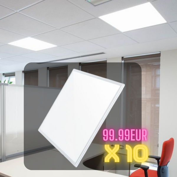 10x paneļu iepakojums_ LED panelis 595x595x33mm,36W(4320Lm) 120Lm/W V-TAC, neitrāli balta gaisma 4000K, komplektā ar barošanās bloku