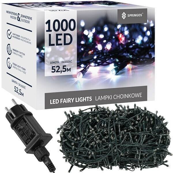 LED ziemassvētku virtene krāsainā 1000 led, 50m