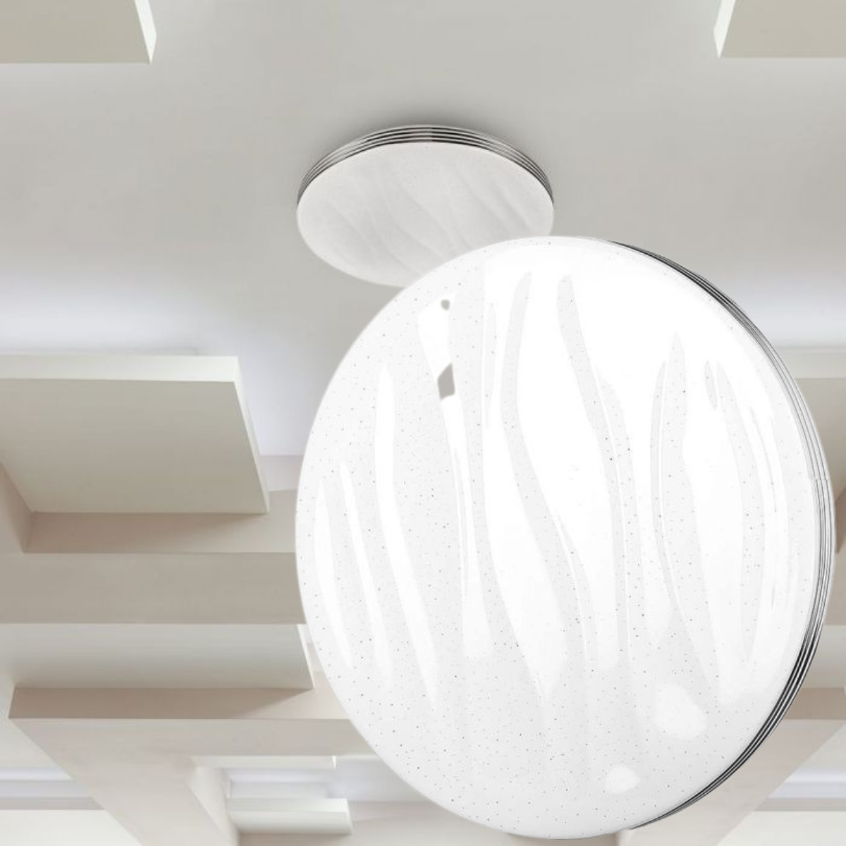 60W(6000Lm) LED V-TAC design rund kupolarmatur med fjärrkontroll, IP20, vit, dimbar, 3/1