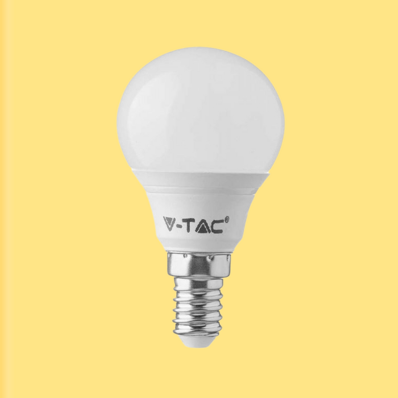 E14 4,5W (470Lm) LED-lampa, V-TAC SAMSUNG, IP20, 5 års garanti, P45, varmvitt ljus 3000K