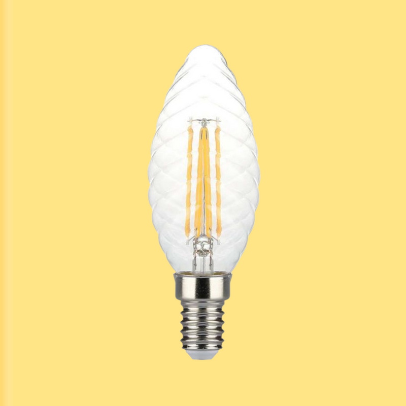 E14 4W(400Lm) LED Bulb Filament Candle, V-TAC, IP20, dimmable, warm white light 3000K