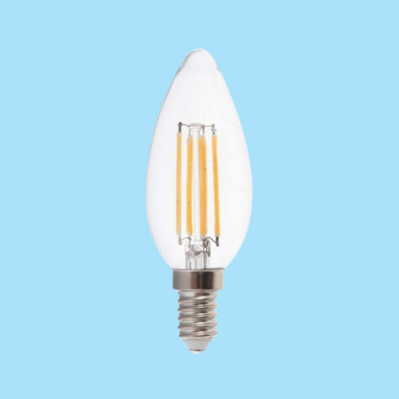 E14 4W(400Lm) LED Filament Spuldze, IP20, stikla, sveces forma, V-TAC, auksti balta gaisma 6500K