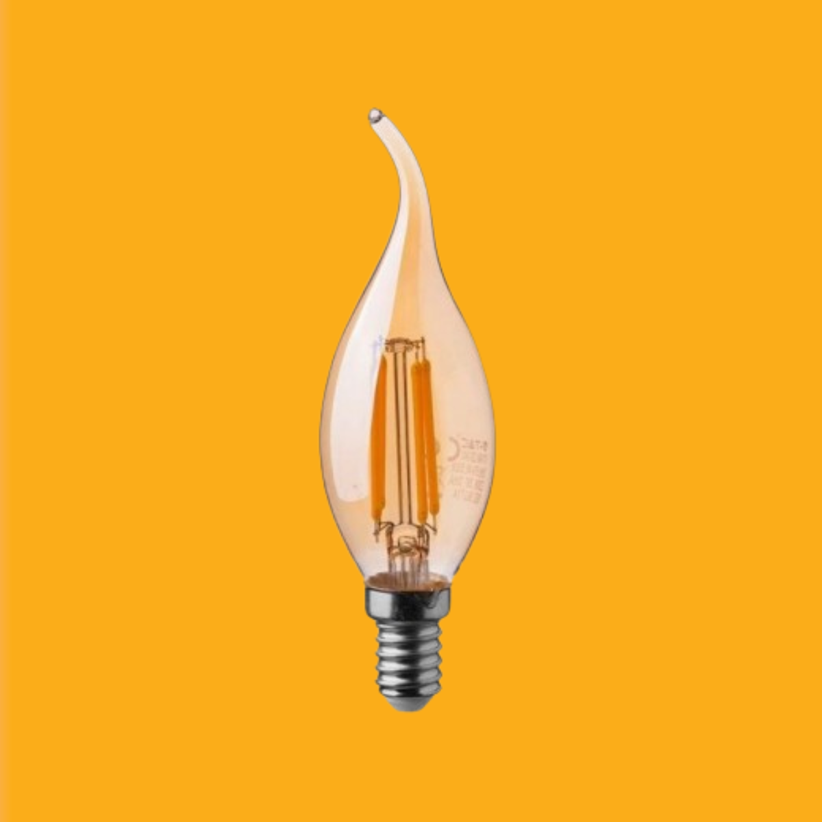 E14 4W(350Lm) LED Filament Glödlampa, IP20, glas, ljusform, bärnstensfärgad, V-TAC, varmvitt ljus 2200K