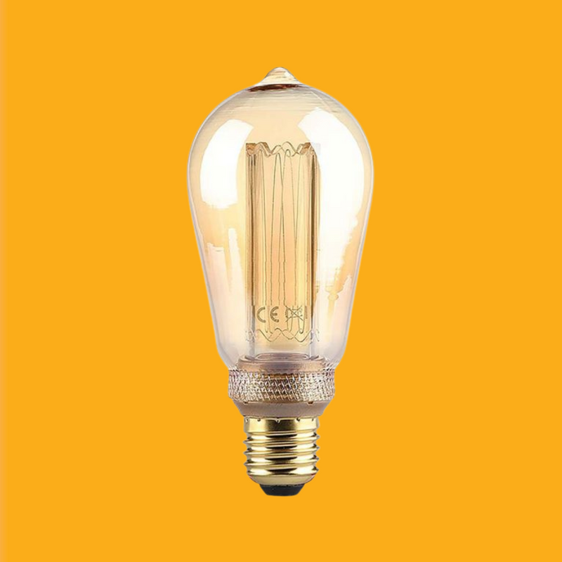 E27 4W(200Lm) LED-lampa Filament AMBER, ST64, IP20, V-TAC, varmvitt ljus 1800K