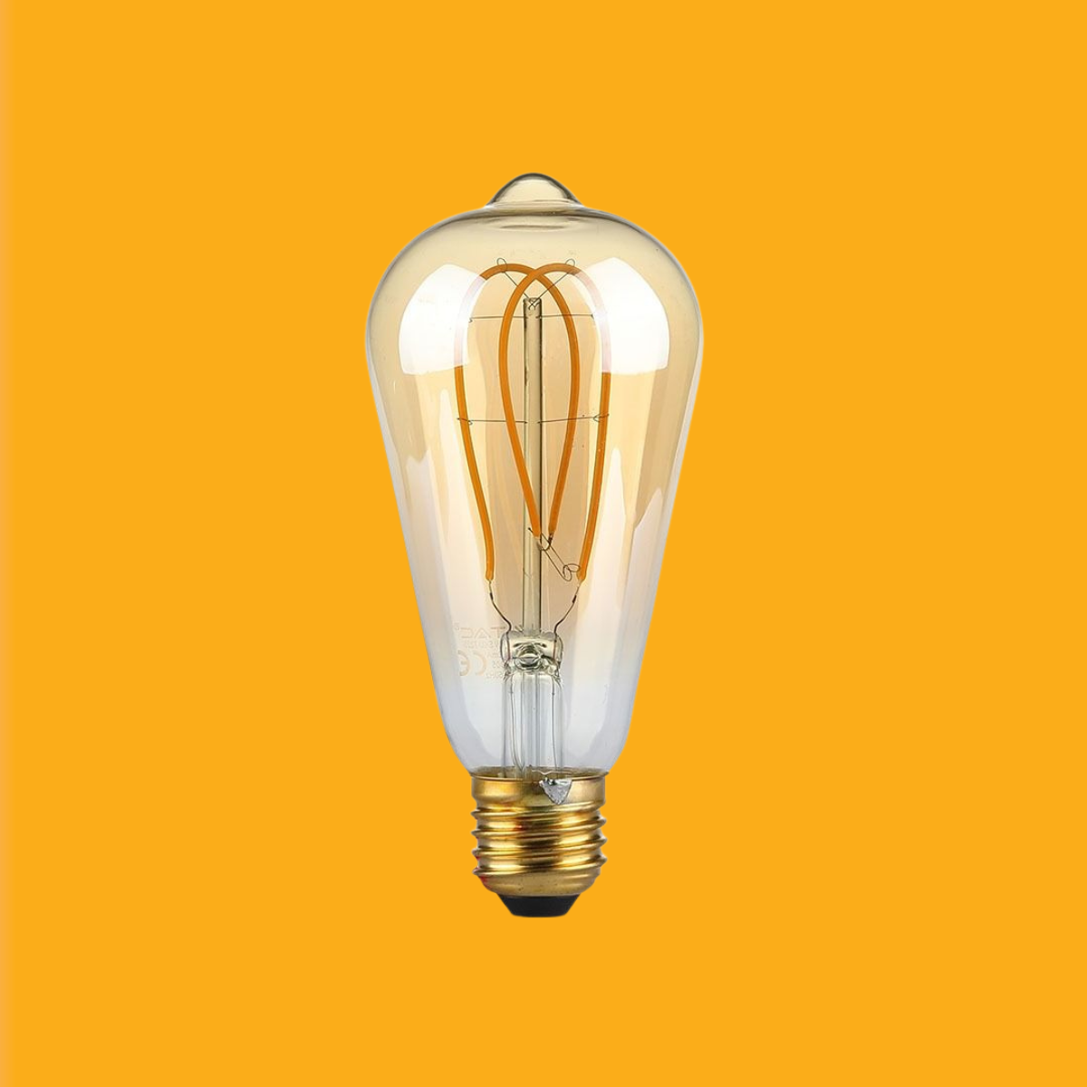 E27 5W (300Lm) Светодиодная лампа накаливания AMBER, ST64, V-TAC, теплый белый свет 2200K