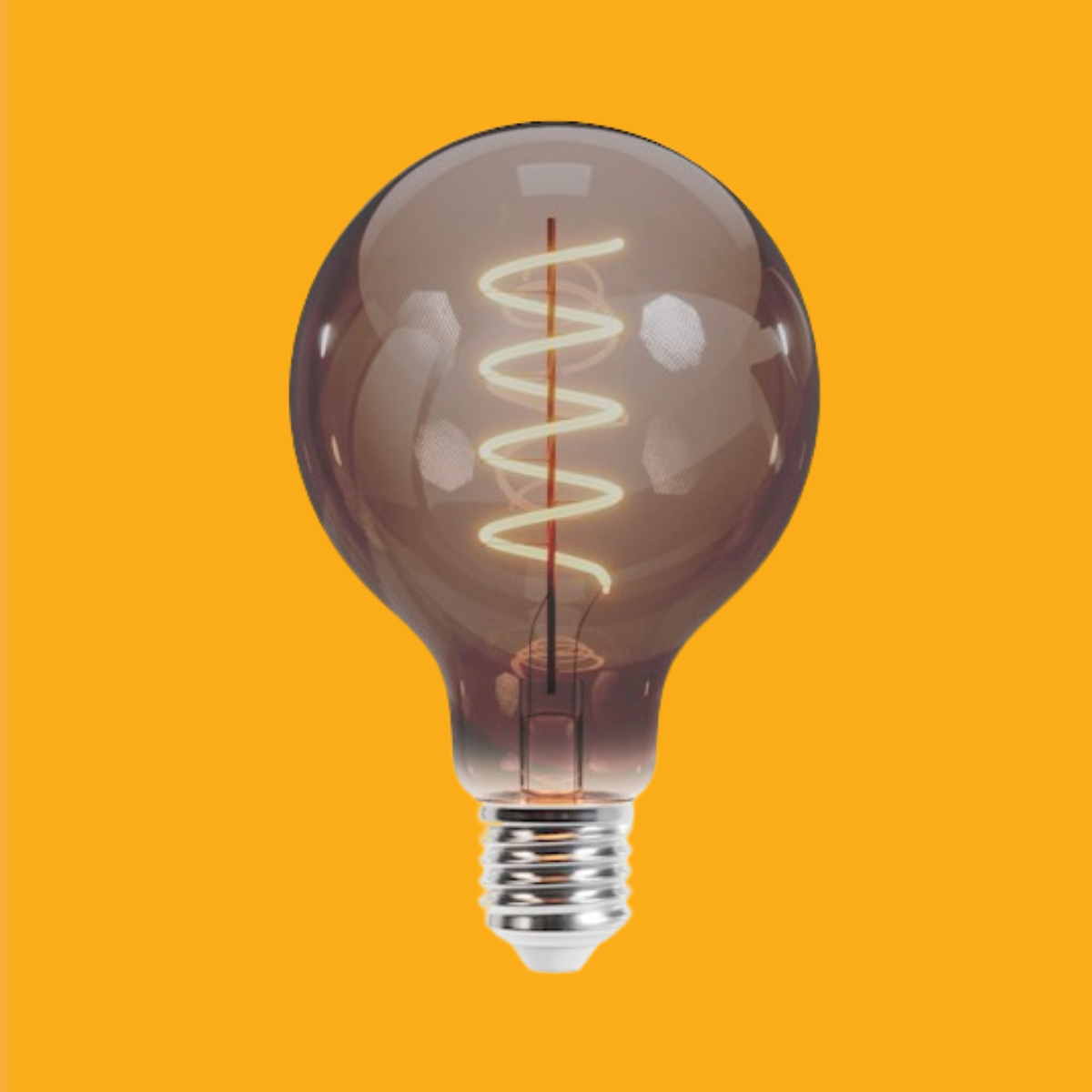 E27 4W(250Lm) LED Filament spuldze, G95, IP20, dūmu krāsā, silti balta gaisma 2000K