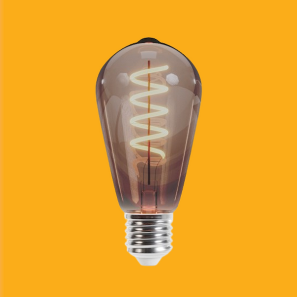 E27 4W(250Lm) LED Filament bulb, ST64, IP20, smoke color, 10 warm white light 2000K