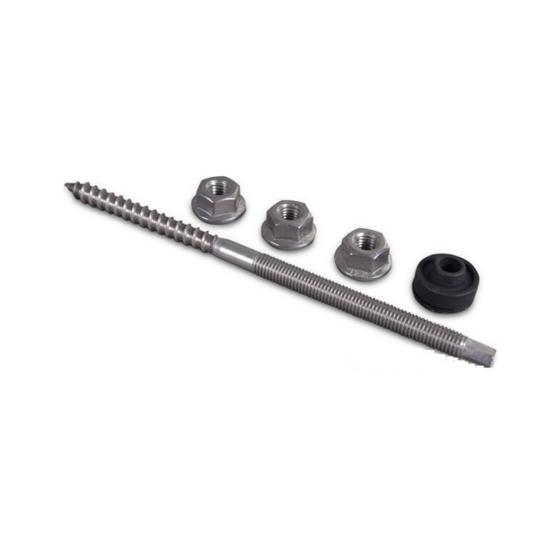 Screw with partial thread for wood, for assembly of solar panel structures M10 200 mm