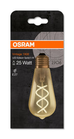 E27 5W (250Lm) LED OSRAM лампа Filament VINTAGE 1906, IP20, ST64, теплый белый свет 2000K