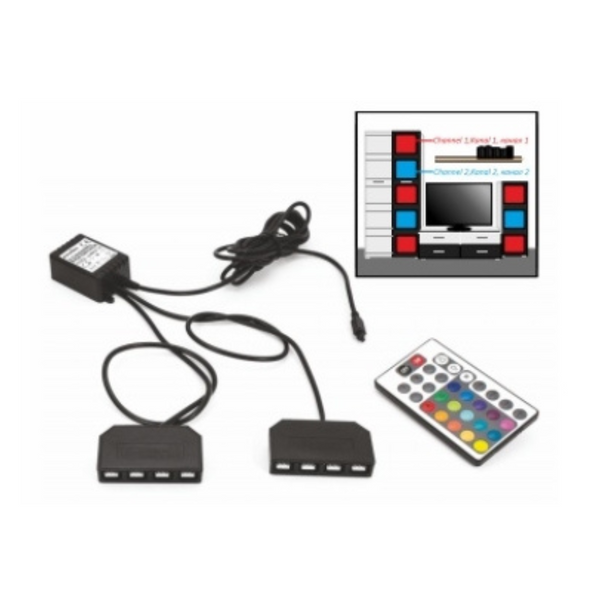 LED RGB strip controller 12V 72W 6A with remote control, IR frequency, hardware connection