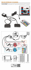 LED RGB lentes kontrolieris 12V 72W 6A ar tālvadības pulti, IR frekvence, furnitūras savienojums
