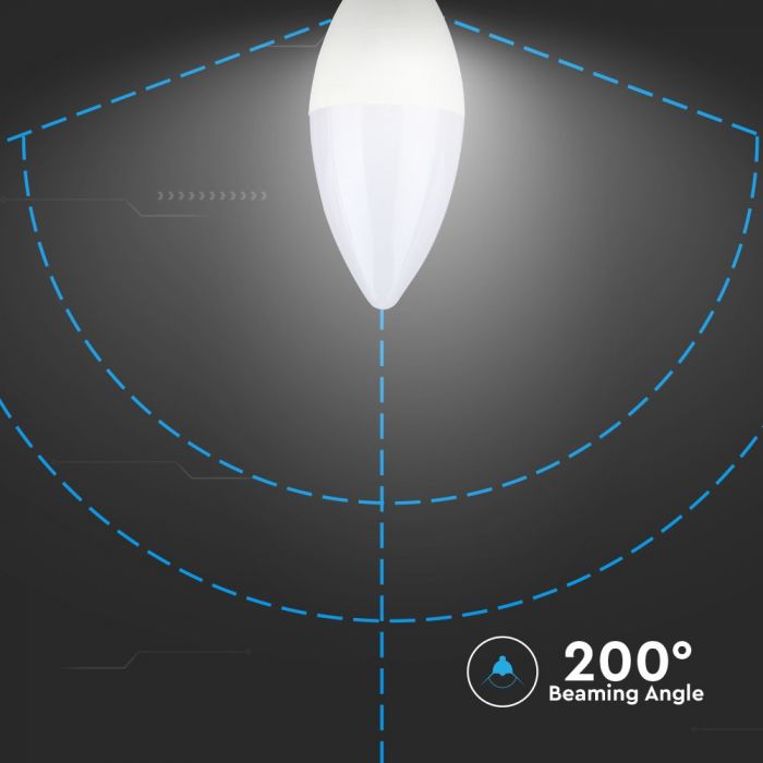 E14 7W (600Lm) Светодиодная лампа V-TAC SAMSUNG, форма свечи, гарантия 5 лет, теплый белый свет 3000K