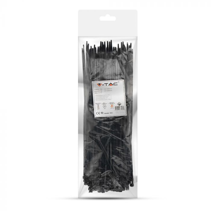 Multifunktsionaalne nailonist kaabliside 3.5x300mm (100gab), must, V-TAC