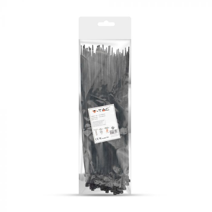 Multifunktsionaalne nailonist kaabliside 4.5x300mm (100gab), must, V-TAC