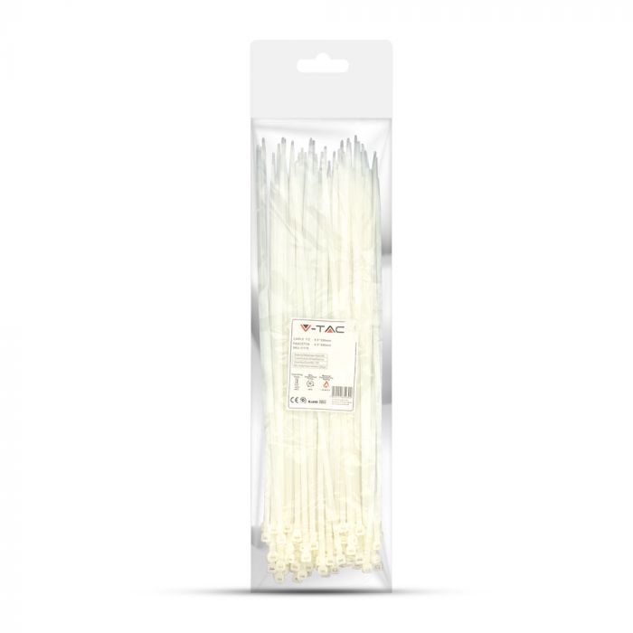 Multi-functional nylon cable tie 4.5x350mm (100 pcs), white, V-TAC