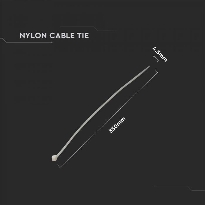 Daudzfunkcionāla neilona kabeļu savilce 4.5x350mm (100gab), balta, V-TAC