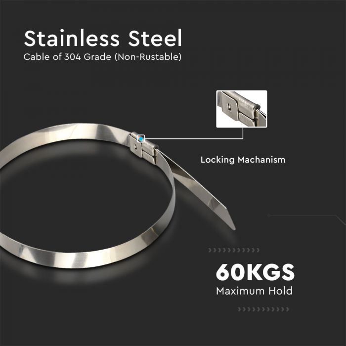 Multifunctional metal cable tie 4.6x300mm (100 pcs), V-TAC
