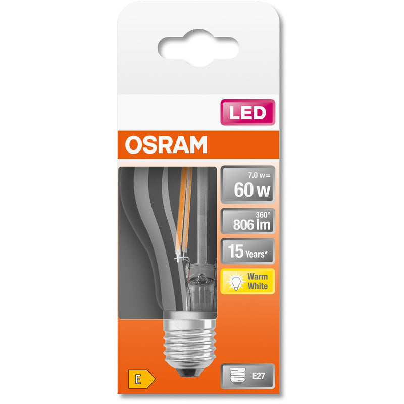 E27 6.5W(806Lm) OSRAM LED SUPERSTAR Spuldze Filament, IP20, silti balta gaisma 2700K