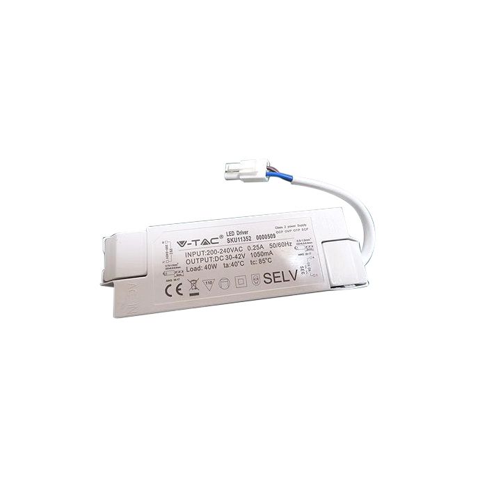 40W LED-strömförsörjning, V-TAc, IP20, 0,25A, 1050mA, DC:30-42V
